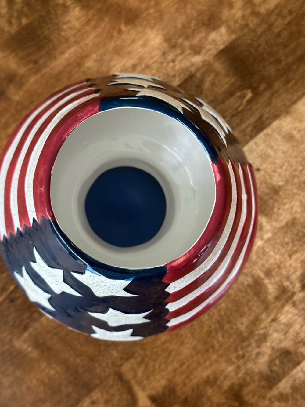 Salt City ,Patriotic Red, White & Blue Ceramic Candle Holder. Candle not includ - Picture 2 of 4